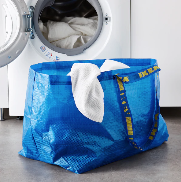 IKEA shopping bag for storage in apartment